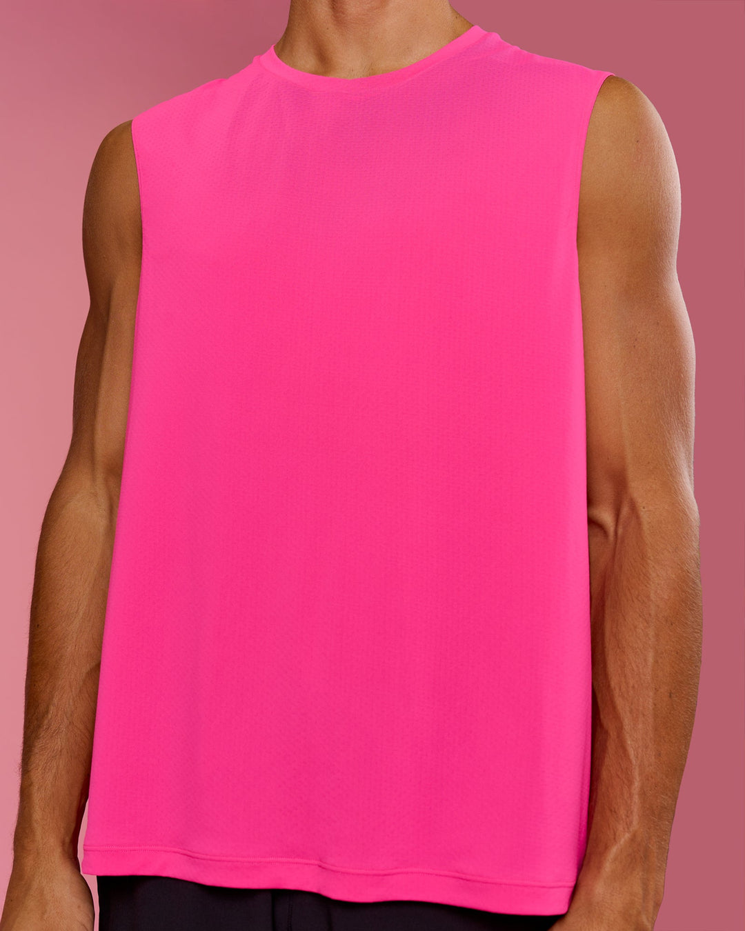 Man wearing BCAM Rep Muscle Training Tank - Ultra Pink | Model:Albert | Size:M - view 8
