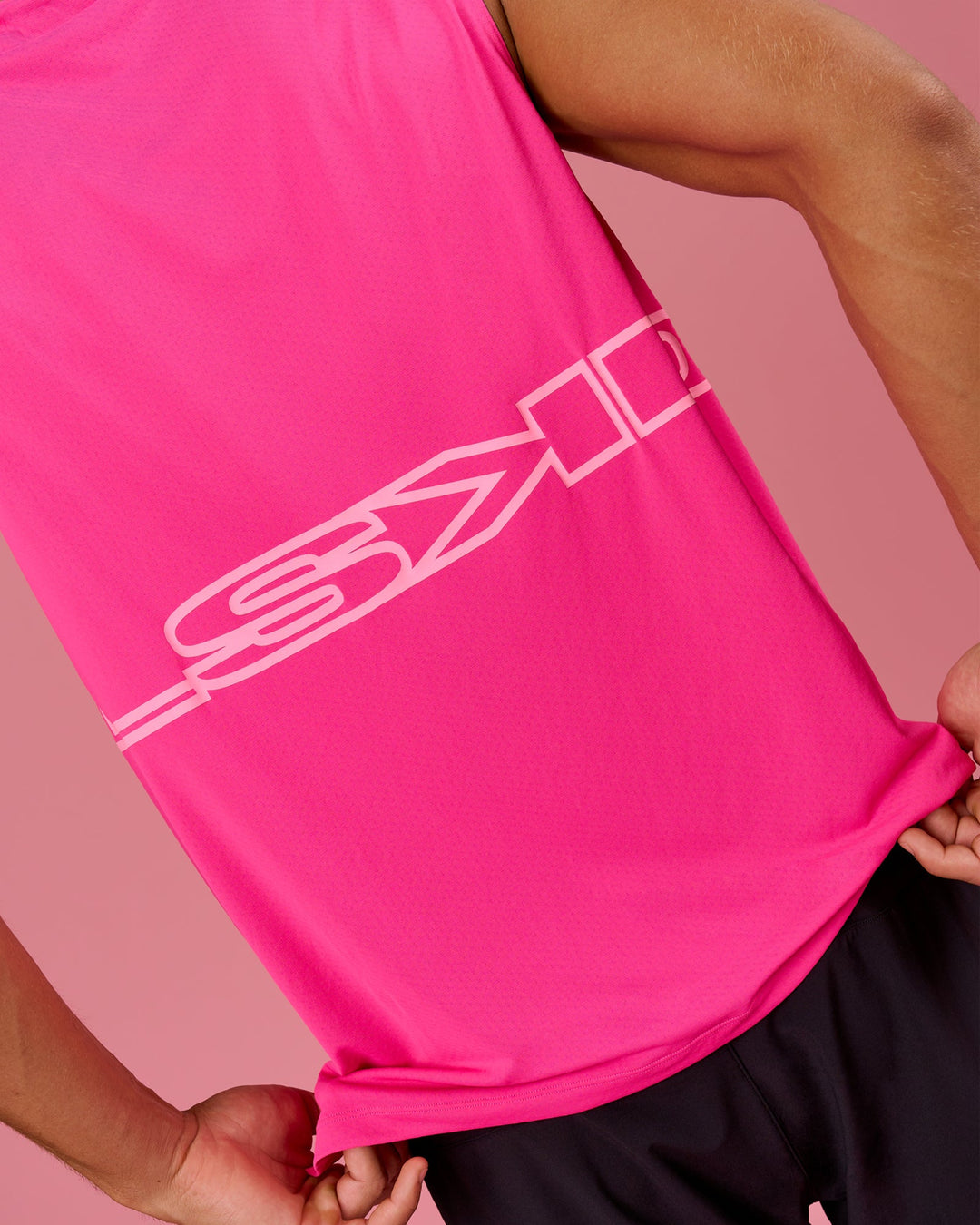 Man wearing BCAM Rep Muscle Training Tank - Ultra Pink | Model:Albert | Size:M - view 10