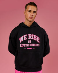 Man wearing BCAM Unisex Oversized Hoodie - Black | Model:Albert | Size:M | Thumbnail Index: 4