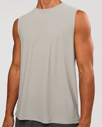 Man wearing Cadence MicroMotion Muscle Tank - Alloy | Model:Albert | Size:M | Thumbnail Index: 0