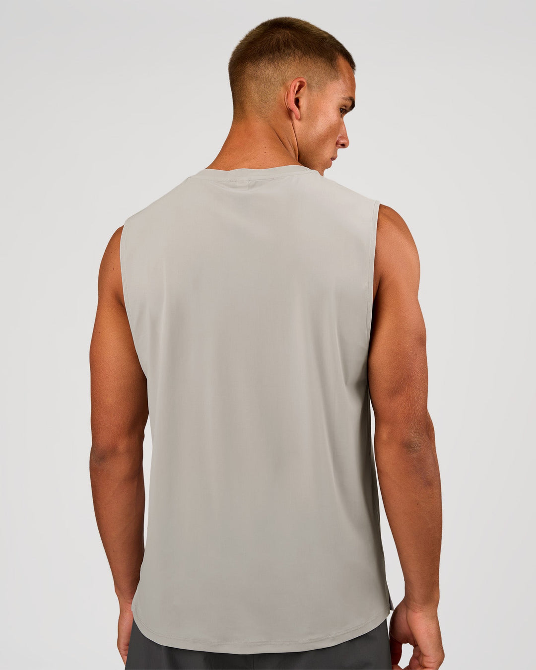 Man wearing Cadence MicroMotion Muscle Tank - Alloy | Model:Albert | Size:M - view 3