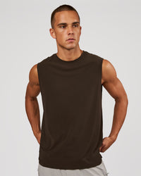 Man wearing Cadence MicroMotion Muscle Tank - Ground Coffee | Model:Albert | Size:M | Thumbnail Index: 1
