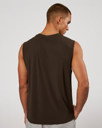 Man wearing Cadence MicroMotion Muscle Tank - Ground Coffee | Model:Albert | Size:M | Thumbnail Index: 2
