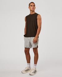 Man wearing Cadence MicroMotion Muscle Tank - Ground Coffee | Model:Albert | Size:M | Thumbnail Index: 5