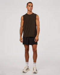 Man wearing Cadence Swift Muscle Tank - Ground Coffee | Model:Albert | Size:M | Thumbnail Index: 3