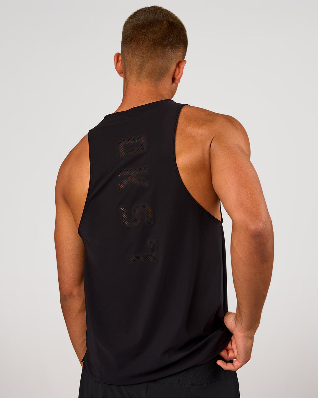 Man wearing Cadence Swift Tank - Black | Model:Albert | Size:M - view 1