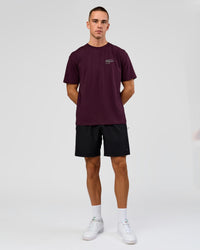 Man wearing Coffee Run FLXCotton Oversized Tee - Cherry Lacquer-Black | Model:Albert | Size:M | Thumbnail Index: 2