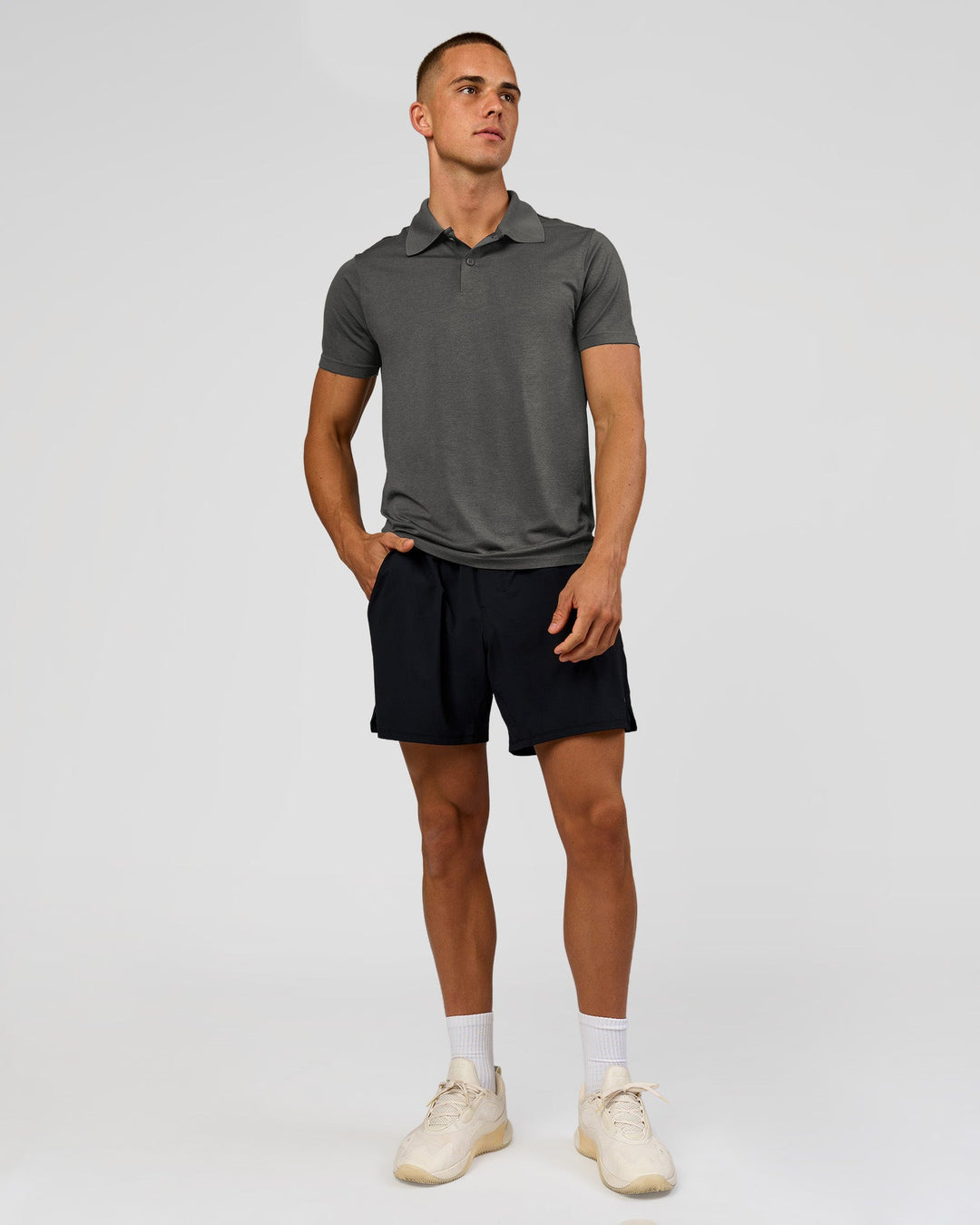 Man wearing Drive Seamless Polo - Dark Storm | Model:Albert | Size:M - view 14