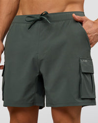 Man wearing Functional Cargo 6" Short - Carbon Green | Model:Albert | Size:M | Thumbnail Index: 0