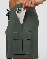 Man wearing Functional Cargo 6" Short - Carbon Green | Model:Albert | Size:M | Thumbnail Index: 8