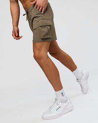 Man wearing Functional Cargo 6" Short - Walnut Grey | Model:Albert | Size:M | Thumbnail Index: 2