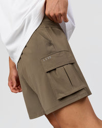 Man wearing Functional Cargo 6" Short - Walnut Grey | Model:Albert | Size:M | Thumbnail Index: 7
