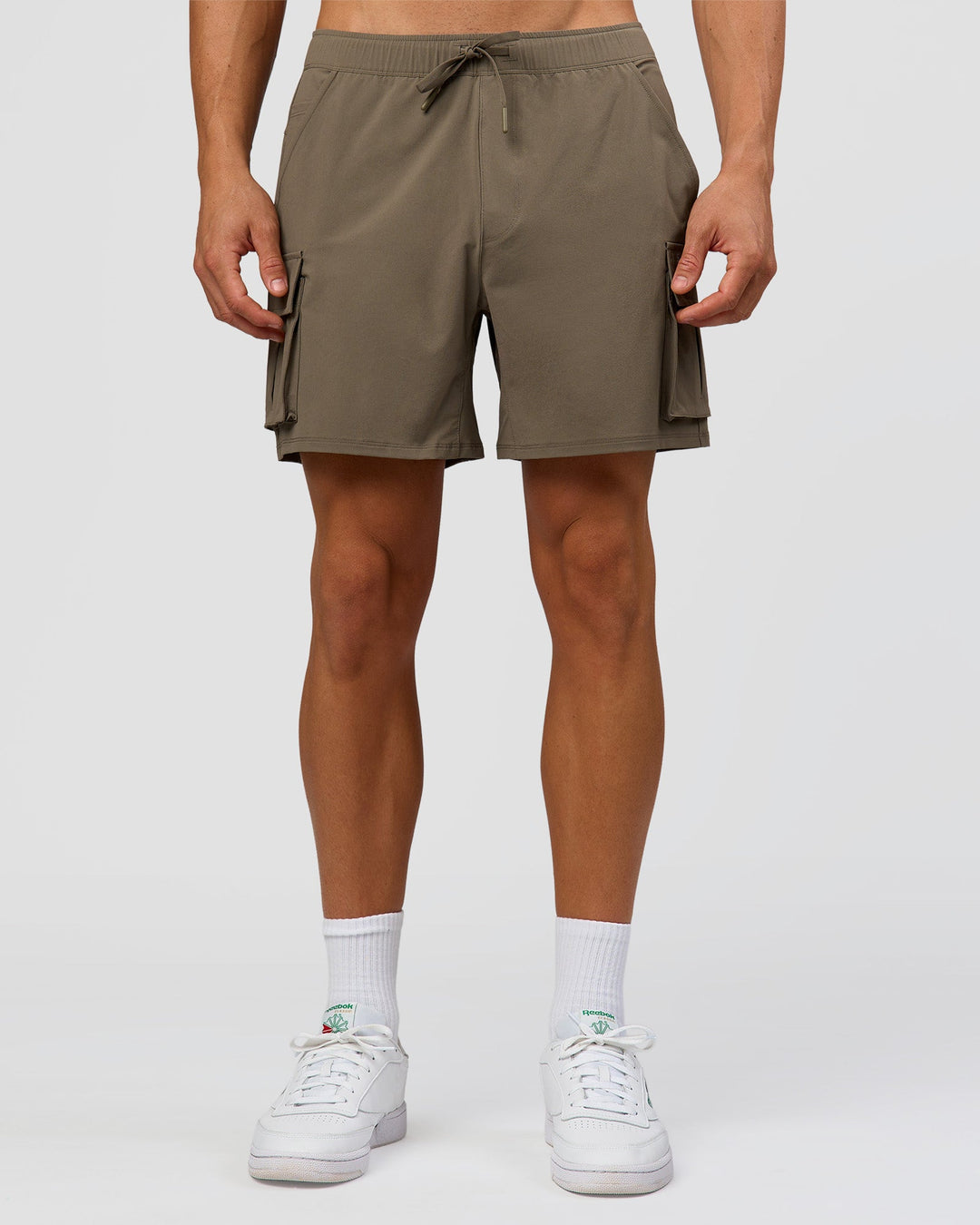 Man wearing Functional Cargo 6" Short - Walnut Grey | Model:Albert | Size:M - view 11