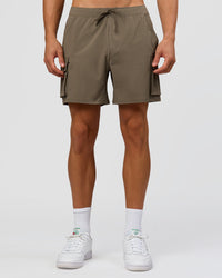 Man wearing Functional Cargo 6" Short - Walnut Grey | Model:Albert | Size:M | Thumbnail Index: 10