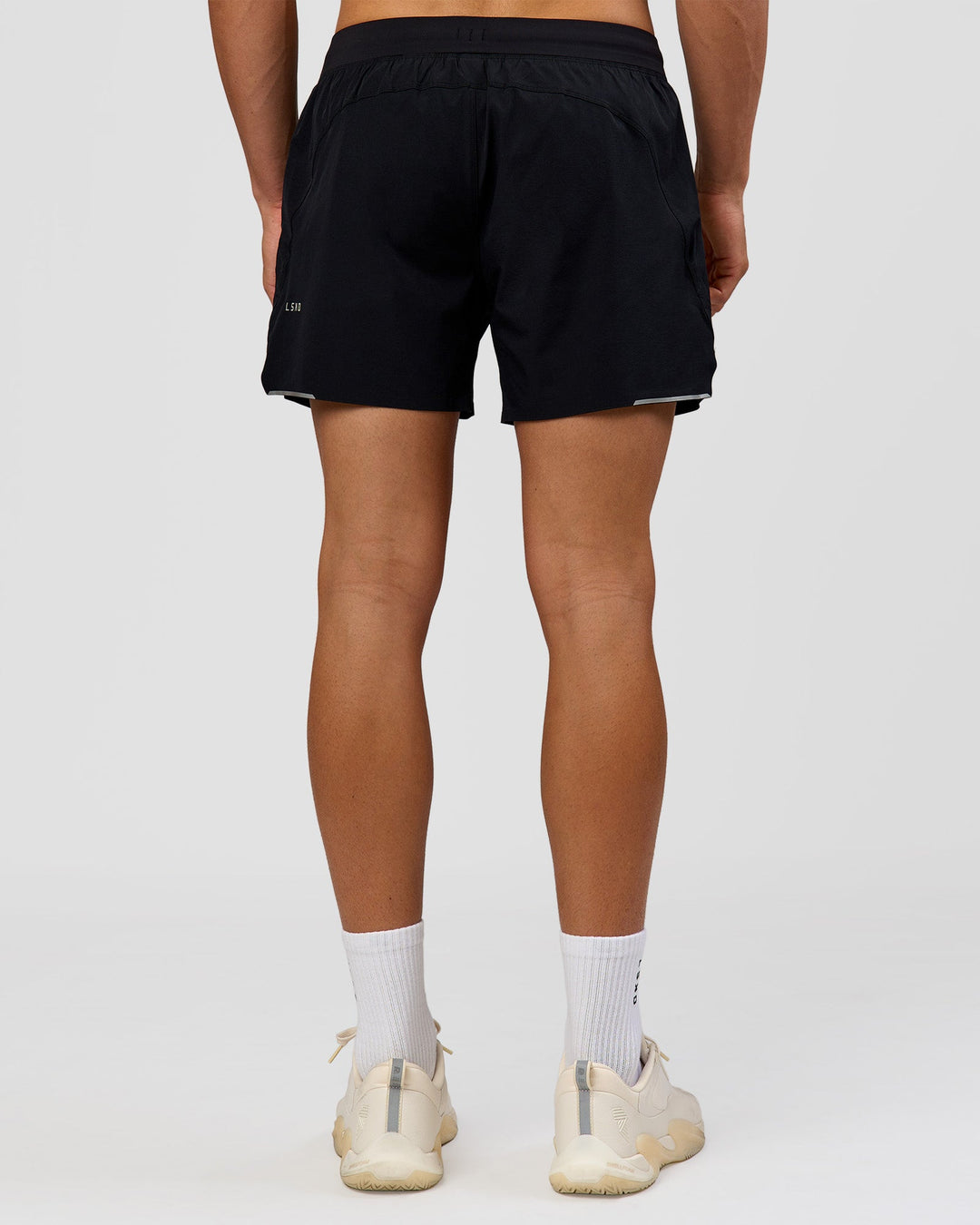 Man wearing Hybrid 5" Short - Black-Reflective | Model:Albert | Size:M - view 3