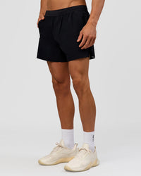 Man wearing Hybrid 5" Short - Black-Reflective | Model:Albert | Size:M | Thumbnail Index: 5