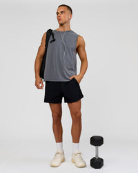 Man wearing Hybrid 5" Short - Black-Reflective | Model:Albert | Size:M | Thumbnail Index: 6