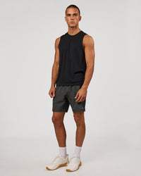 Man wearing AeroFLX+ Seamless Muscle Tank - Black Marl | Model:Albert | Size:M | Thumbnail Index: 4