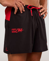 Man wearing Pace 5" Lined Running Short - Black-Scarlet | Model:Albert | Size:M | Thumbnail Index: 0
