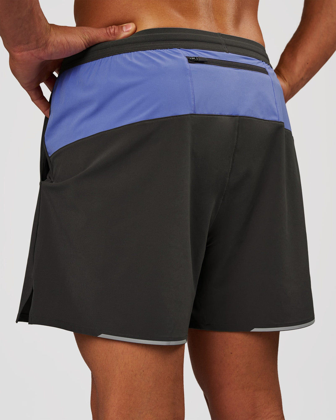 Man wearing Pace 5" Lined Running Short - Dark Storm-Bluebell | Model:Albert | Size:M - view 2