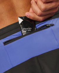 Man wearing Pace 5" Lined Running Short - Dark Storm-Bluebell | Model:Albert | Size:M | Thumbnail Index: 3