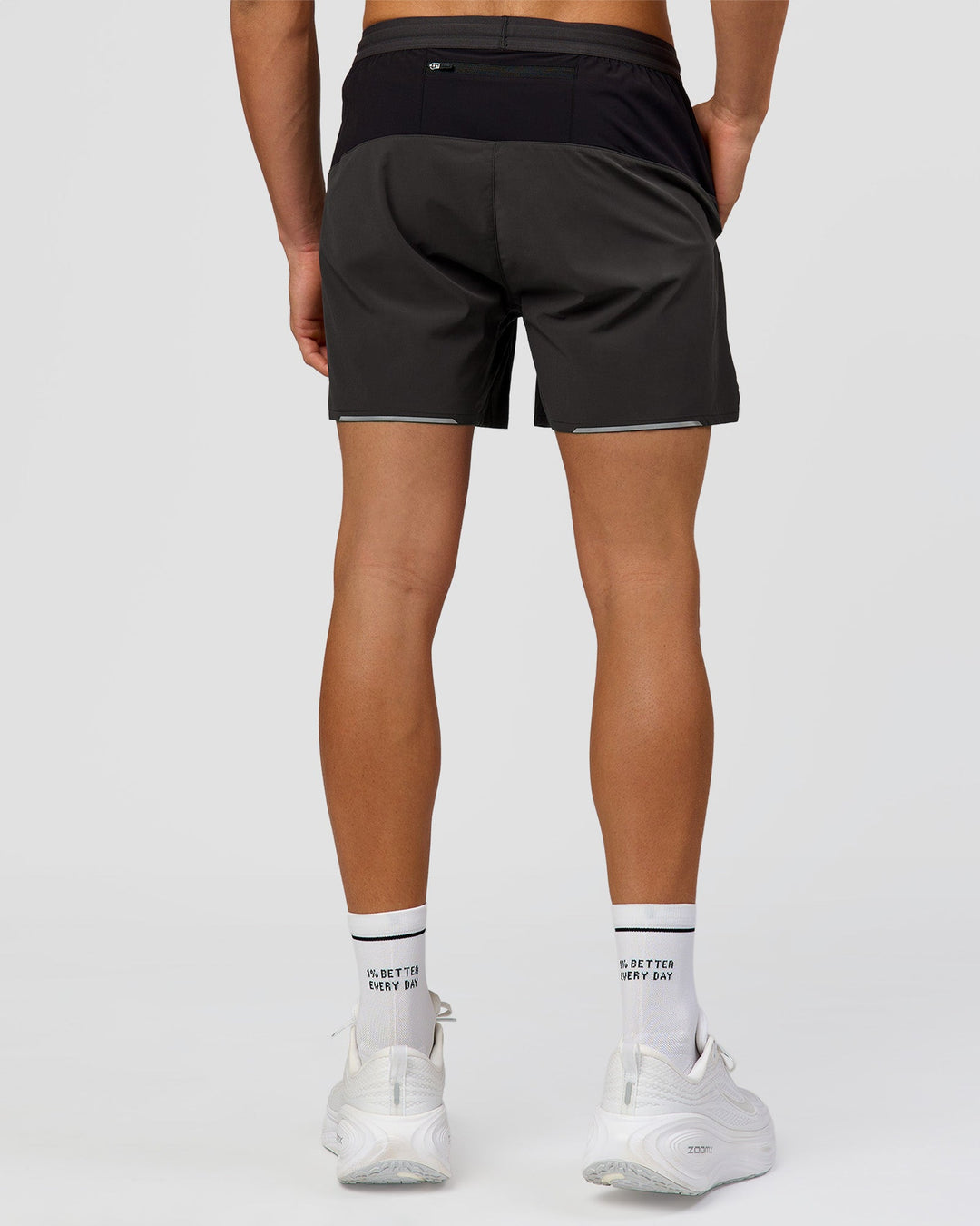 Man wearing Pace 5" Running Short - Black-Onyx | Model:Albert | Size:M