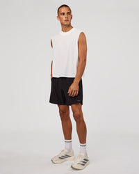Man wearing Pace 7" Lined Running Short - Black-Reflective | Model:Albert | Size:M | Thumbnail Index: 7