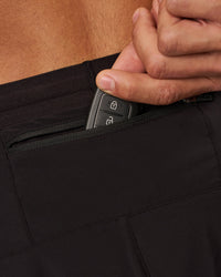 Man wearing Pace 7" Lined Running Short - Black-Reflective | Model:Albert | Size:M | Thumbnail Index: 8