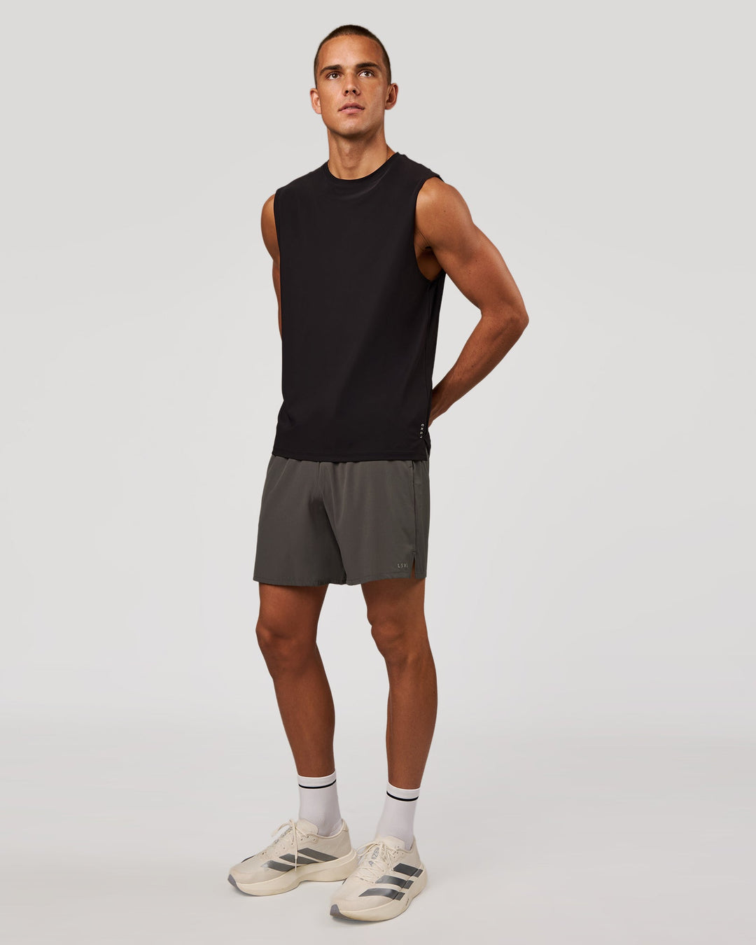 Man wearing Pace 7" Lined Running Short - Dark Storm | Model:Albert | Size:M - view 5
