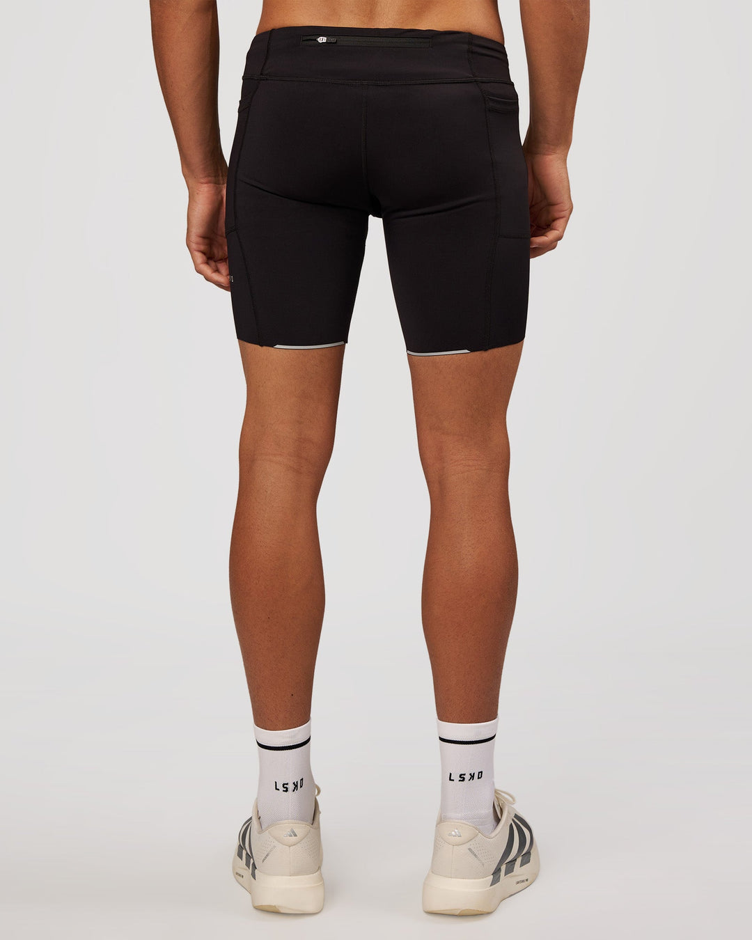 Man wearing Race Day 8" Short Tight - Black-Reflective | Model:Albert | Size:M - view 3