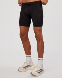 Man wearing Race Day 8" Short Tight - Black-Reflective | Model:Albert | Size:M | Thumbnail Index: 6