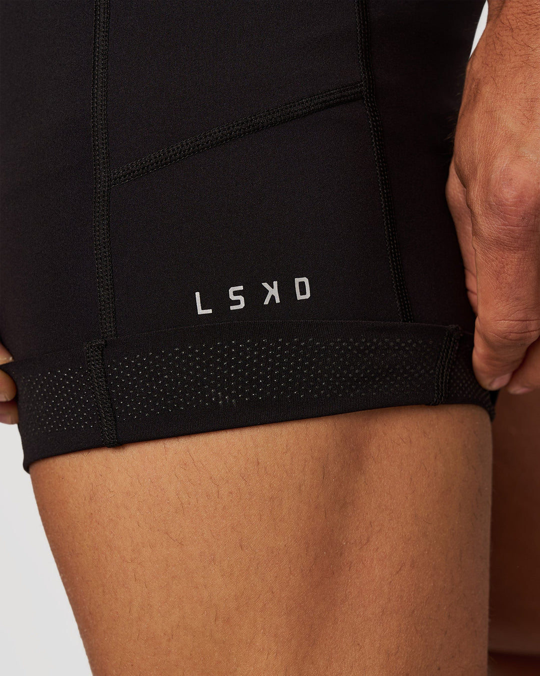 Man wearing Race Day 8" Short Tight - Black-Reflective | Model:Albert | Size:M - view 8