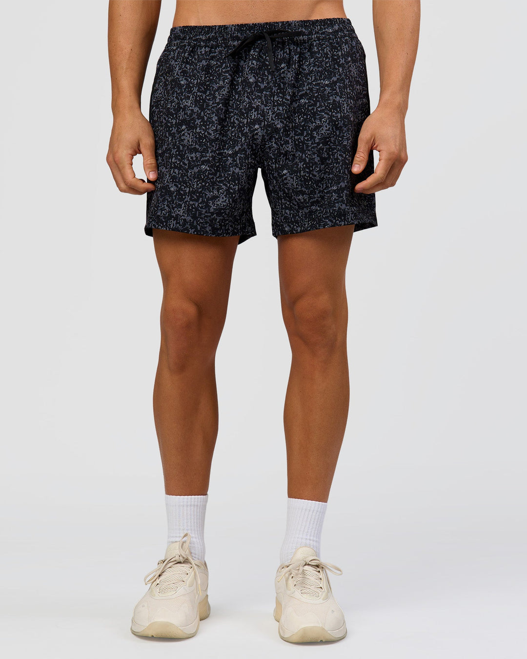 Man wearing Rep 5" Performance Short - Energy Print Black | Model:Albert | Size:M - view 2