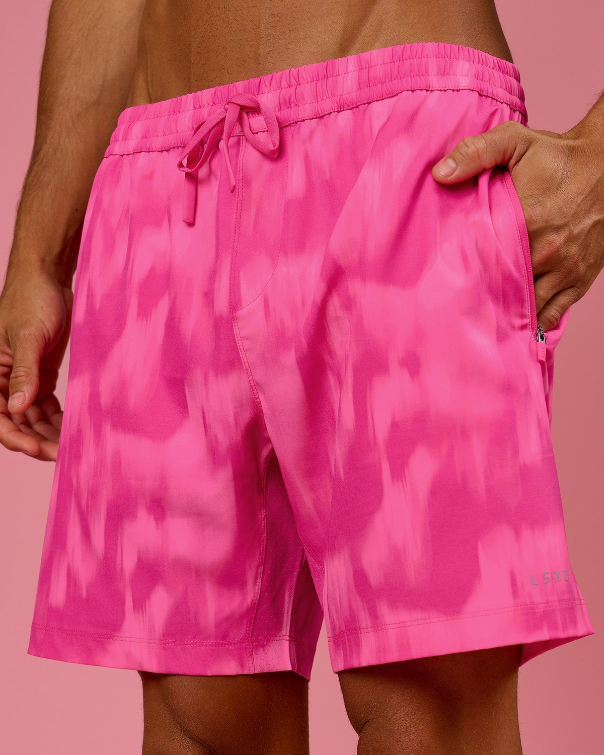 Man wearing Rep 7" Performance Short - Radiant Pink | Model:Albert | Size:M