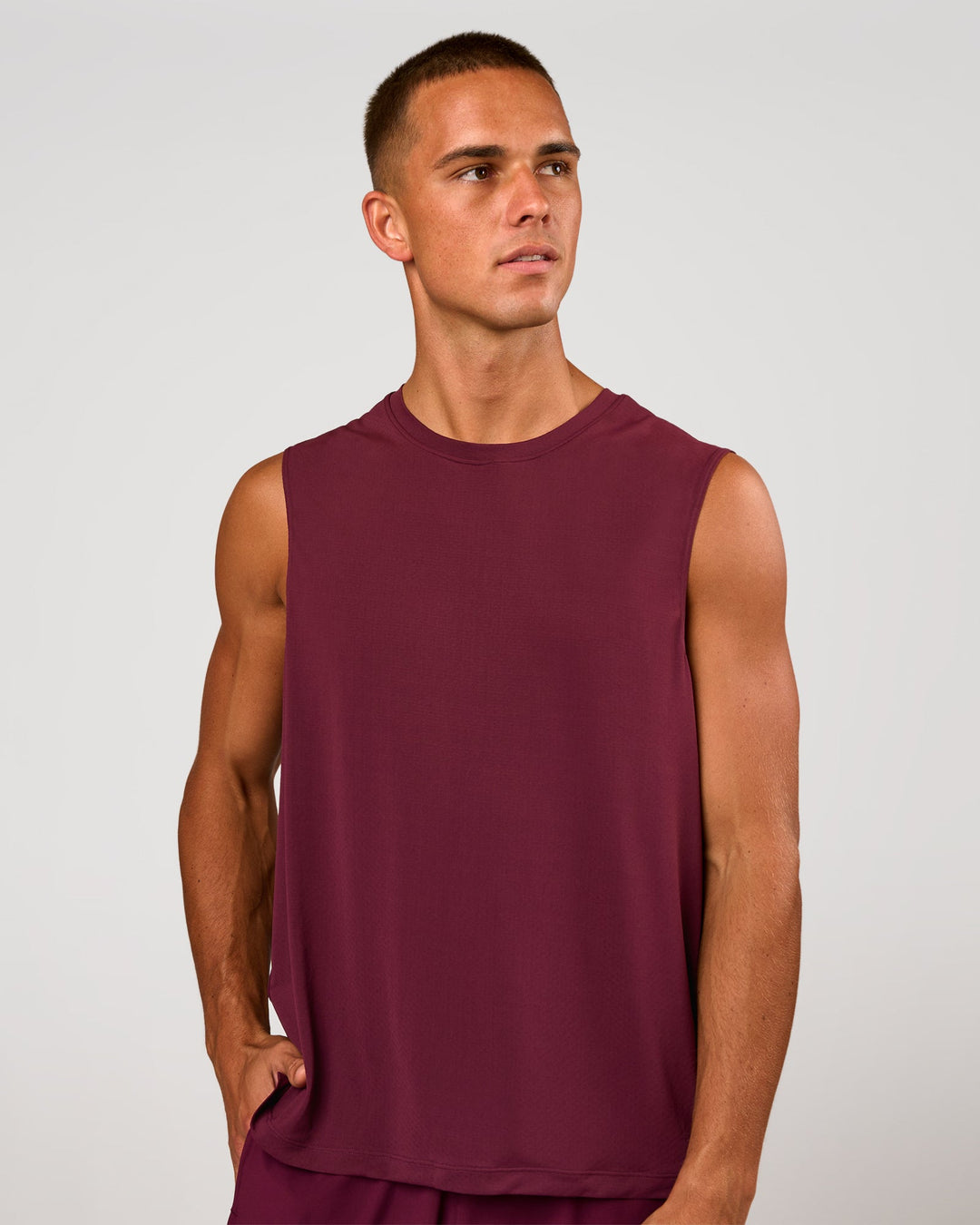Man wearing Rep Muscle Training Tank - Cherry Lacquer | Model:Albert | Size:M - view 1
