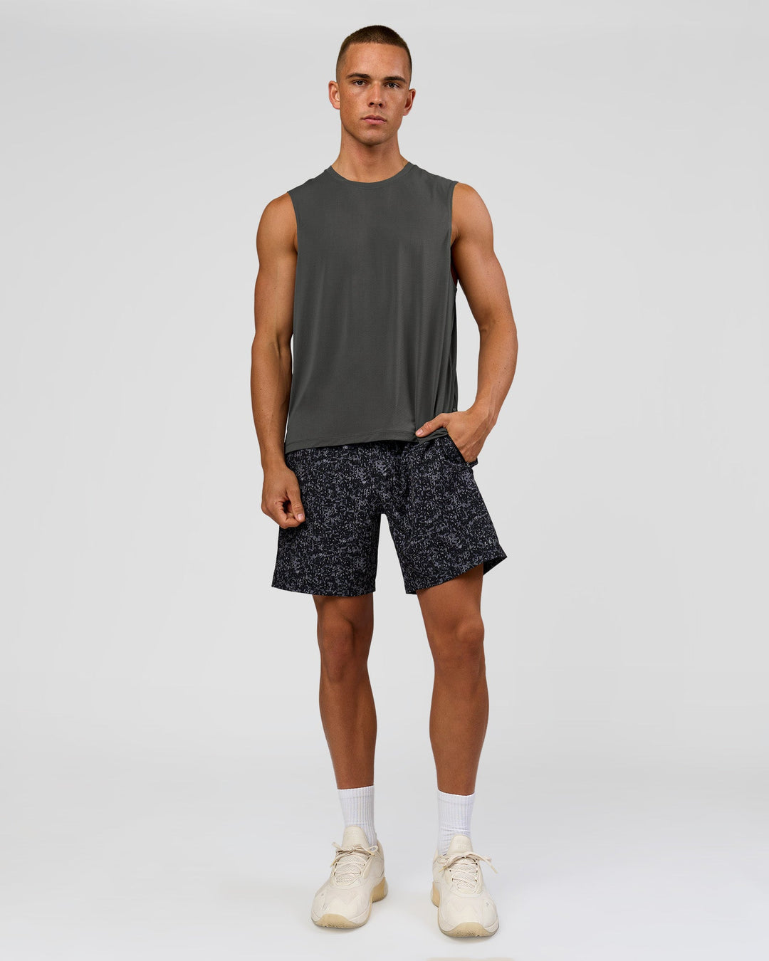 Man wearing Rep Muscle Training Tank - Dark Storm | Model:Albert | Size:M - view 2
