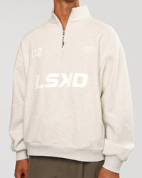 Man wearing Stadium Quarter Zip Sweater - Silver Marl | Model:Albert | Size:M | Thumbnail Index: 1