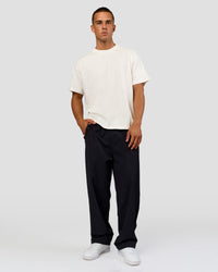 Man wearing Tonal Legacy Heavyweight Oversized Tee - Off White-Off White | Model:Albert | Size:M | Thumbnail Index: 9