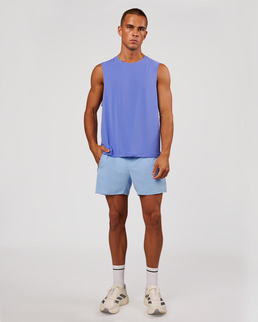 Man wearing UltraAir 5" Lined Performance Short - Bluebell | Model:Albert | Size:M - view 10