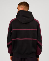 Man wearing Vibe Oversized Hoodie - Black-Cherry Lacquer | Model:Albert | Size:M | Thumbnail Index: 5