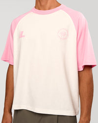 Man wearing Victory Heavyweight Boxed Raglan Tee - Off White-Pink Rose | Model:Albert | Size:M | Thumbnail Index: 4