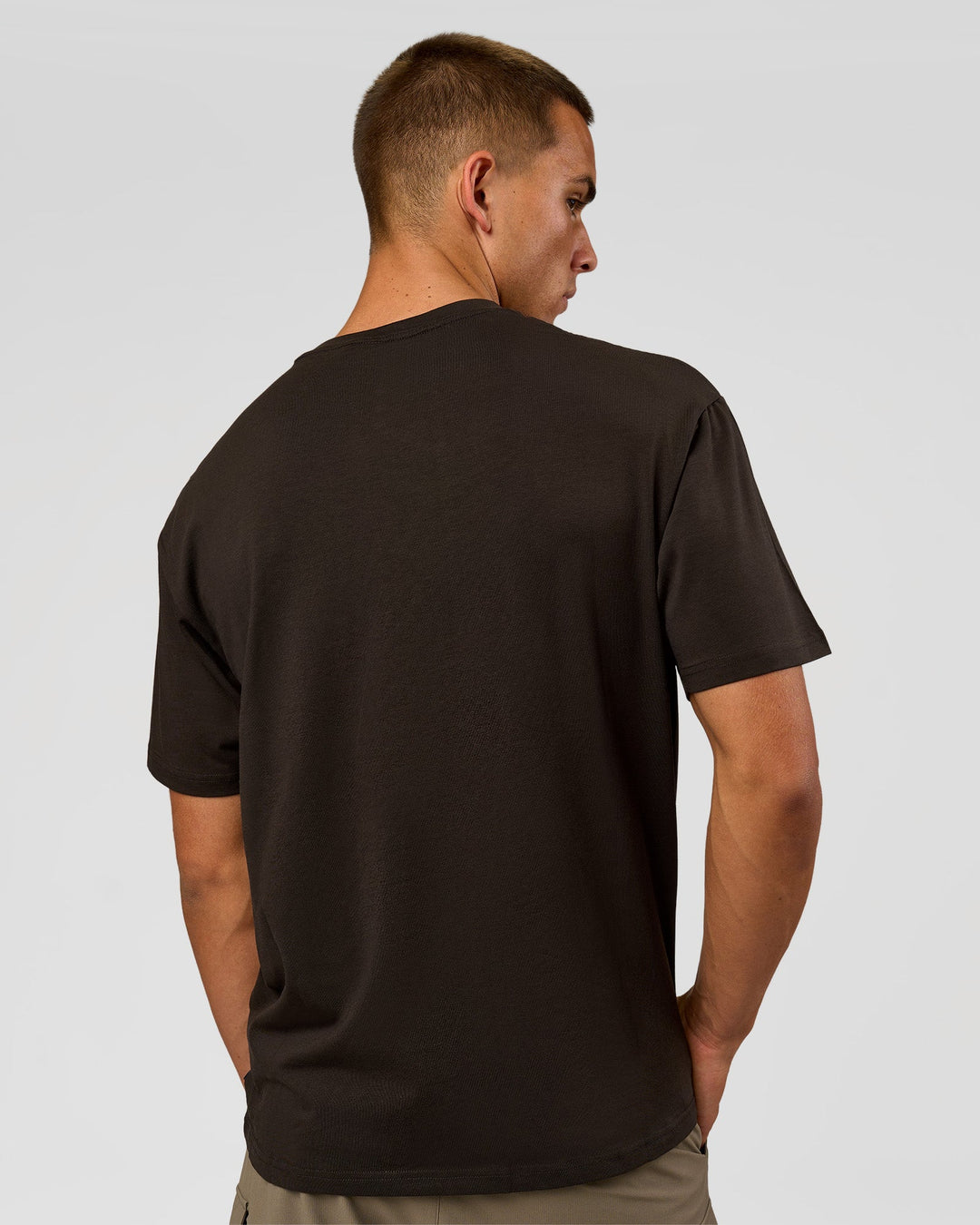 Man wearing VS6 1% Better FLXCotton Oversize Tee - Ground Coffee | Model:Albert | Size:M - view 6