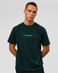 Man wearing VS6 1% Better FLXCotton Oversize Tee - Midnight Green | Model:Albert | Size:M | Thumbnail Index: 1