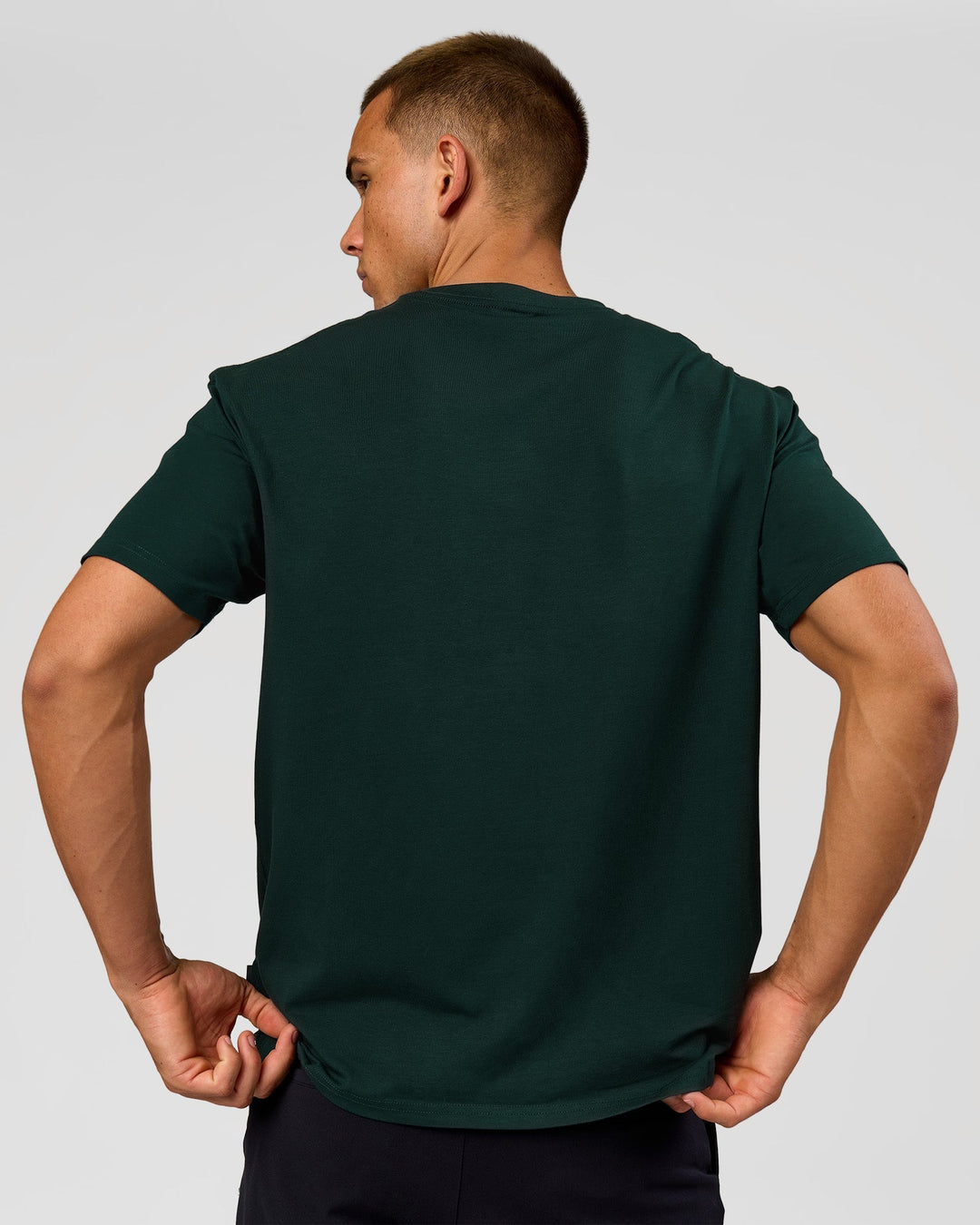 Man wearing VS6 1% Better FLXCotton Oversize Tee - Midnight Green | Model:Albert | Size:M - view 5