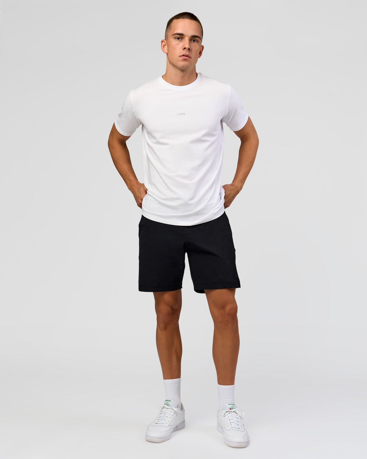 Man wearing Base FLXCotton Tee - White | Model:Base | Size:M - view 2
