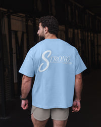 Man wearing Strong is Beautiful Heavyweight Oversized Tee - Open Air | Model:Fod | Size:M | Thumbnail Index: 1