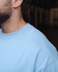 Man wearing Strong is Beautiful Heavyweight Oversized Tee - Open Air | Model:Fod | Size:M | Thumbnail Index: 10