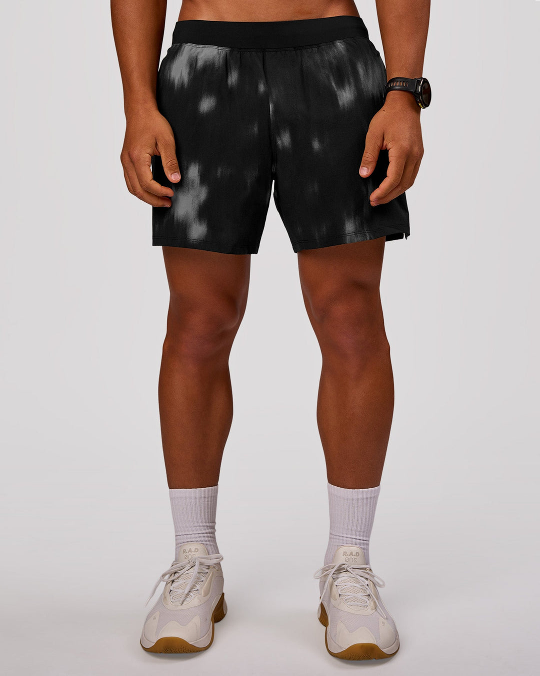 Man wearing Functional Training 5" Short - Bitmap Blur Black | Model:George | Size:M - view 3