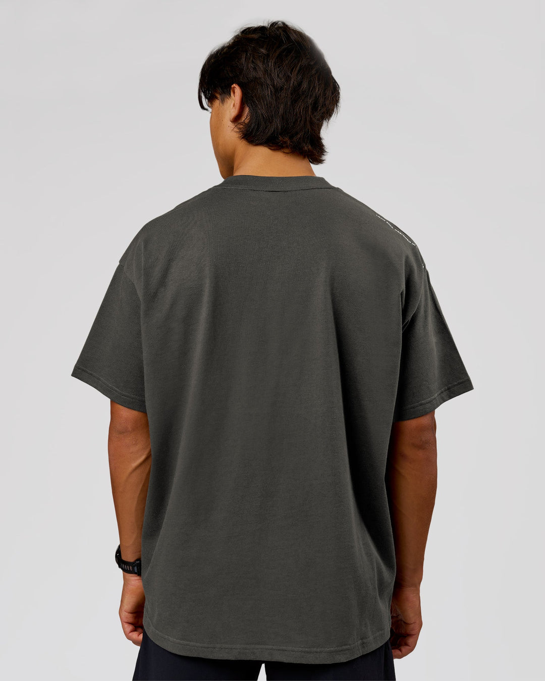 Man wearing Strata Heavyweight Oversized Tee - Onyx | Model:George | Size:M - view 3