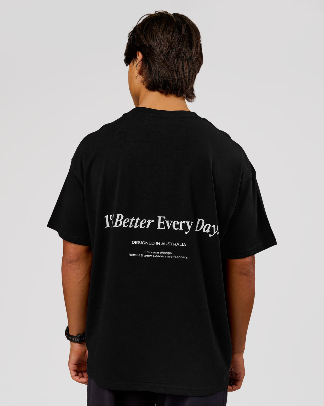 Man wearing VS26 1% Better FLXCotton Oversize Tee - Black-White | Model:George | Size:M - view 2